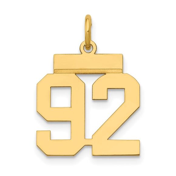 14k Yellow Gold, Athletic Collection, Small Polished Number...